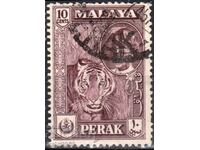GB/Malaya/Perак-1957-Султан Юсуф-Тигър-тъмно кафява ,клеймо