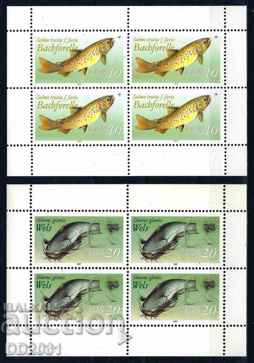 Germany GDR 1987 - fish 2 sheets MNH