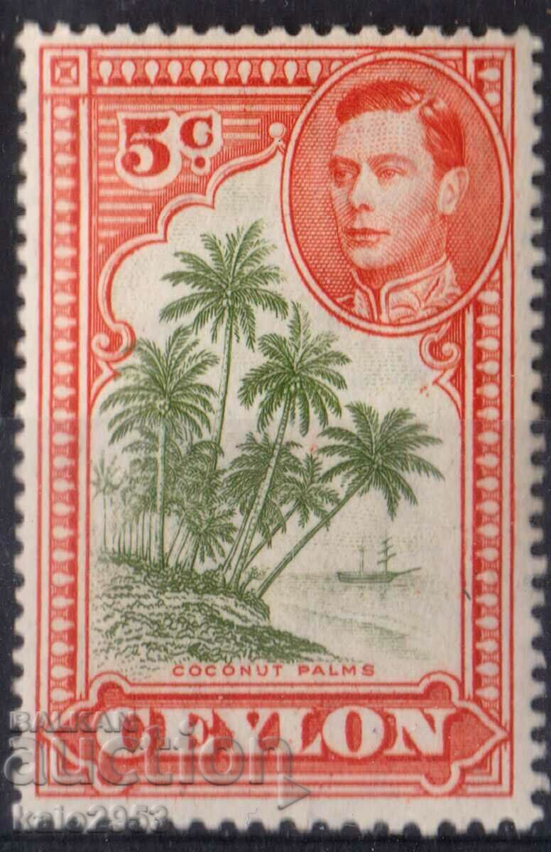 GB/Ceylon-1938-KG VI-Regular-Coconut Palms,MLH