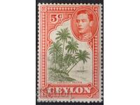 GB/Ceylon-1938-KG VI-Редовна-Кокосови палми,MLH