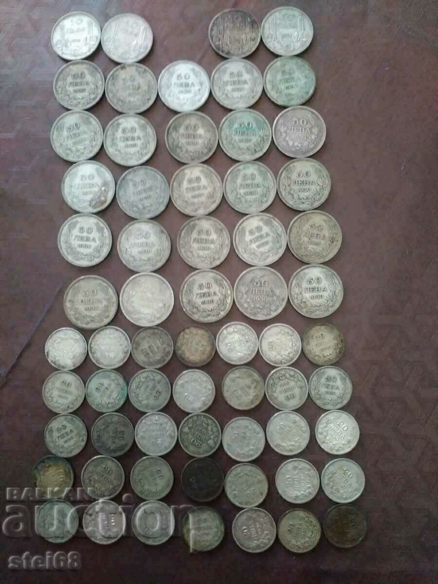 LOT DE MONEDE DE ARGINT 50 și 20 BGN 1930-1934 LOT DE MONEDE DE ARGINT 50 și 20 BGN 1930-1934