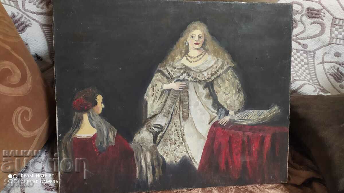 Poza Aristocrat cu doamna sa palatului, ulei pe pânză