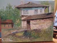 Picture The house with the bridge oil canvas