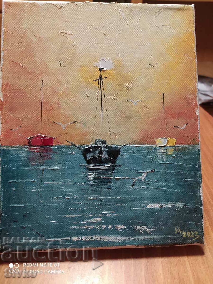 Painting "Boats" oil on canvas