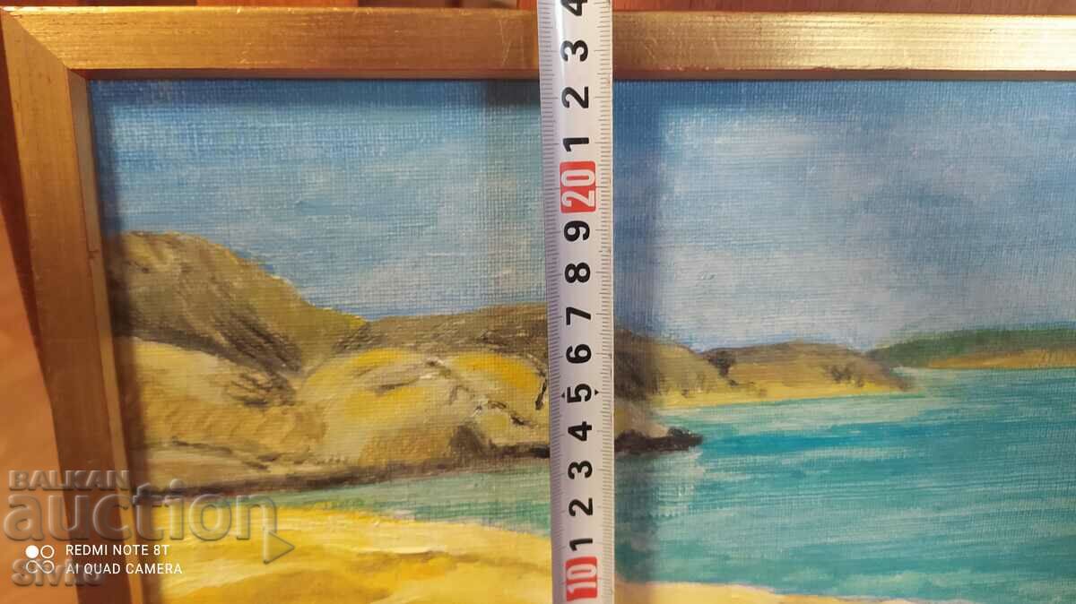 Auction Painting oil canvas seashore signature Auction Painting oil canvas seashore signature