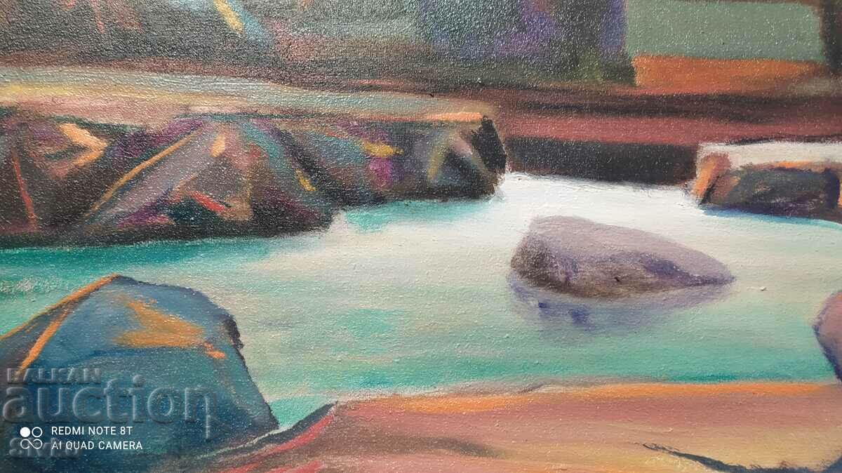 Painting oil canvas landscape signed - 7 Painting oil canvas landscape signed - 7