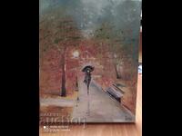 Picture A walk in the park oil canvas signed
