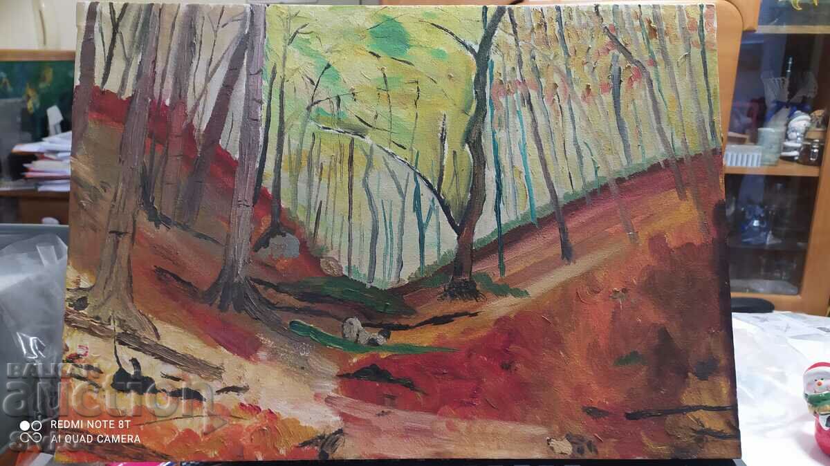 Painting, forest, oil, canvas