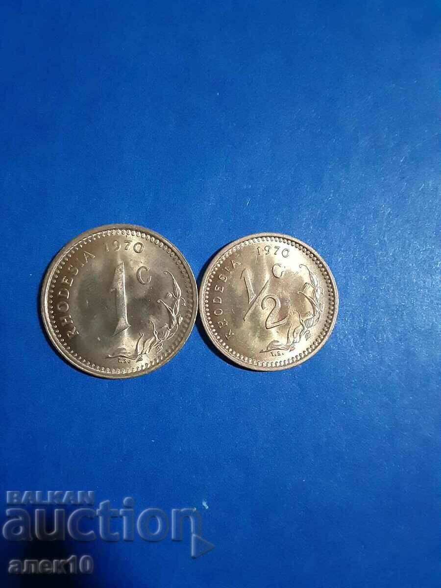 Родезия  1/2 +  1  цент    1970