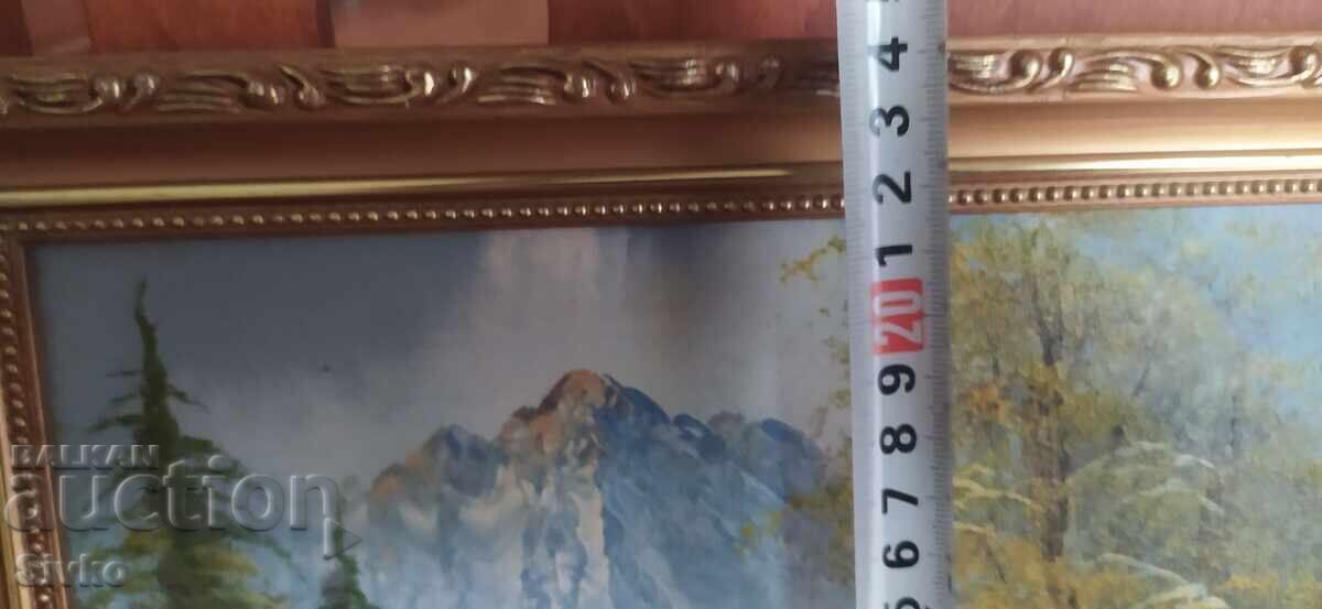 Delivery of Oil painting on canvas, forest landscape, lake, house Delivery of Oil painting on canvas, forest landscape, lake, house