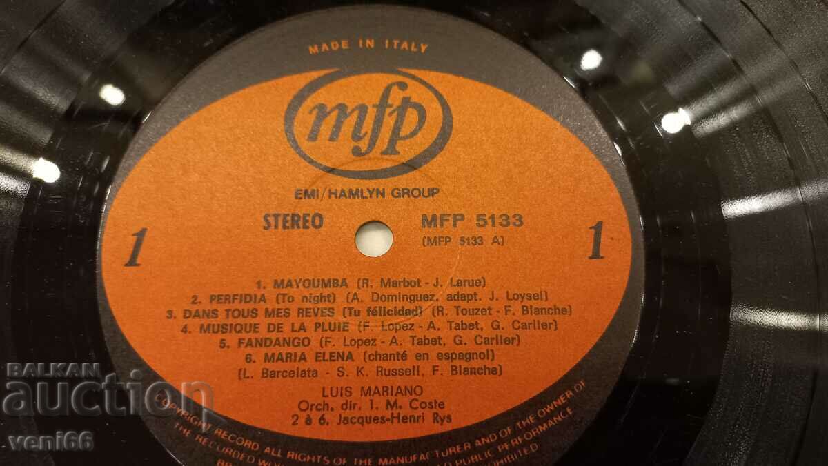 Licitație Disc de gramofon - Luis Mariano Licitație Disc de gramofon - Luis Mariano