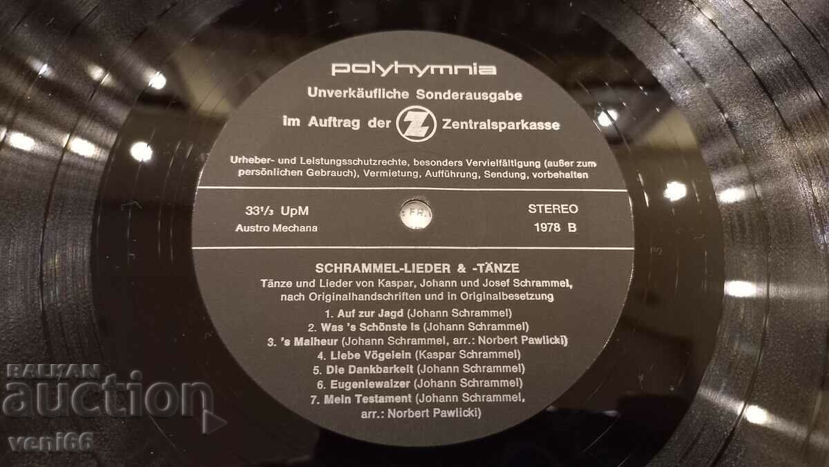 Auction Gramophone Record - Dances and Songs by Schramel Auction Gramophone Record - Dances and Songs by Schramel