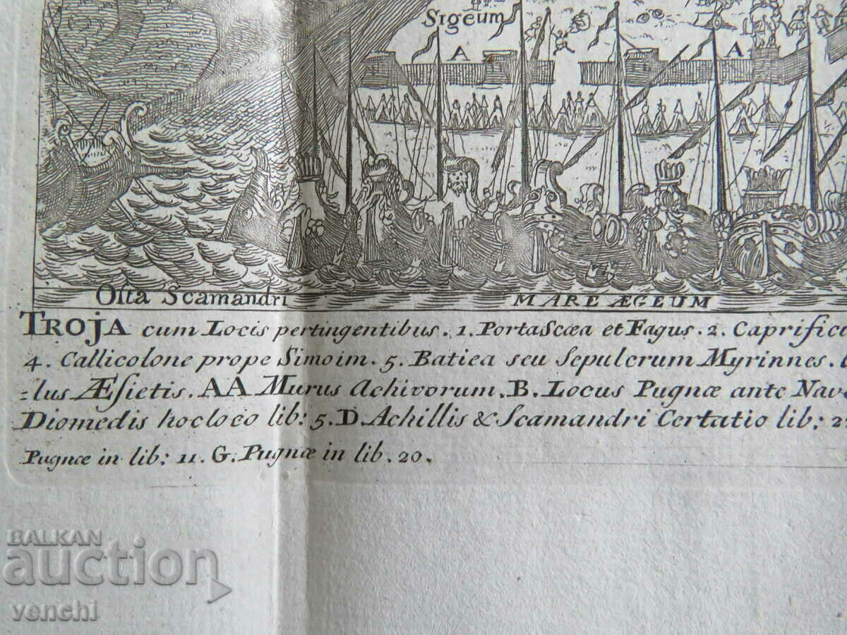 Licitație SECOLUL XVIII - ILIAD - GRAVURA - ORIGINAL - TROY