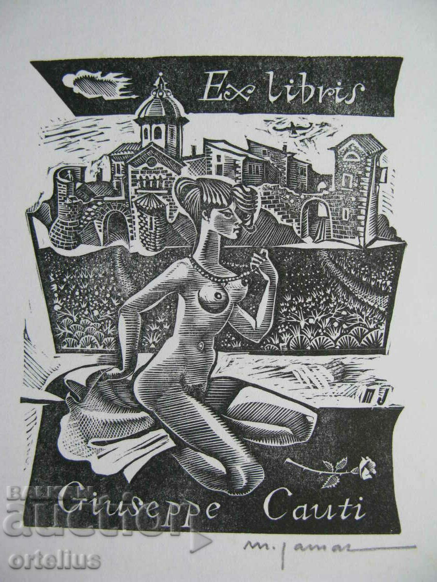 Bookplate Erotic Michel Jamar France ORIGINAL
