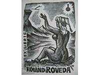 Bookplate Erotic Roland Roveda ORIGINAL