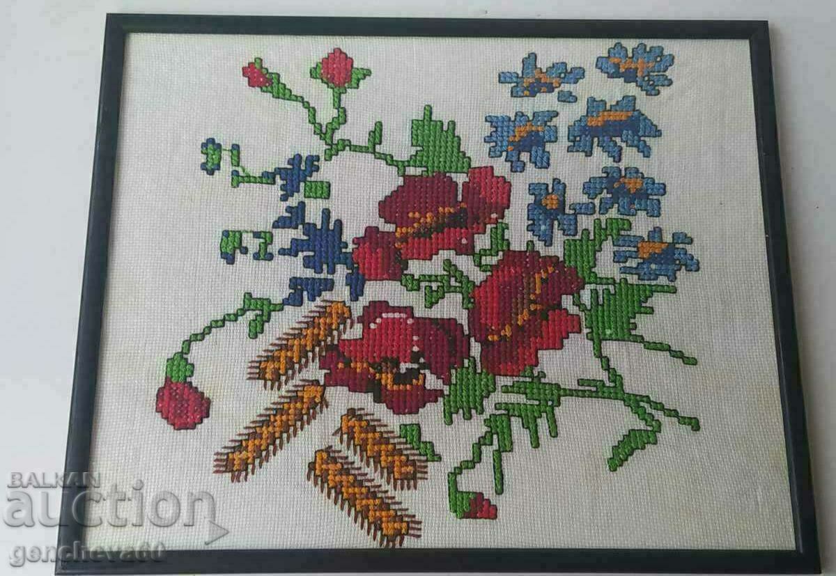 Όμορφος μεγάλος γοβελίνος πίνακας με floral μοτίβα, πλαίσιο, γυαλί με τιμή € 16.00 | 31.29 BGN