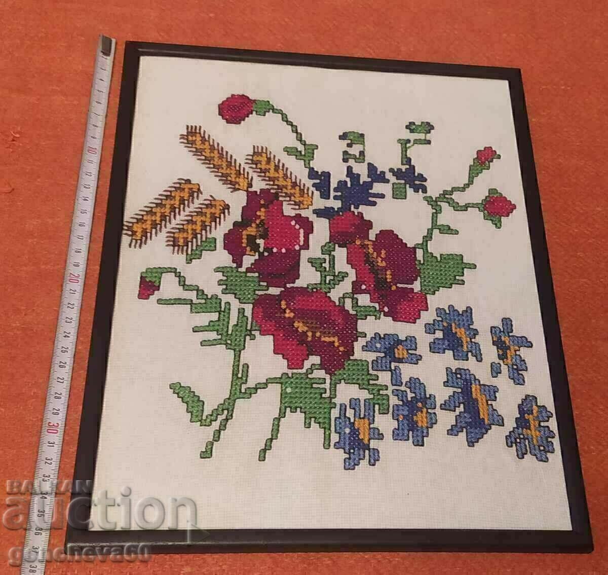 Frumos goblen mare, tablou cu motive florale, ramă, sticlă - 6 Frumos goblen mare, tablou cu motive florale, ramă, sticlă - 6