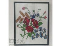 Όμορφος μεγάλος γοβελίνος πίνακας με floral μοτίβα, πλαίσιο, γυαλί