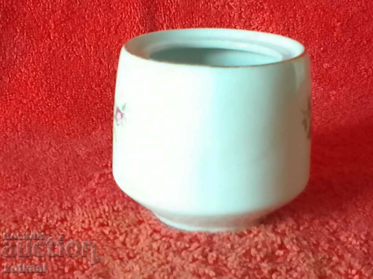 Old Bulgarian porcelain sugar bowl marked gilding with price 4.50 BGN | € 2.30