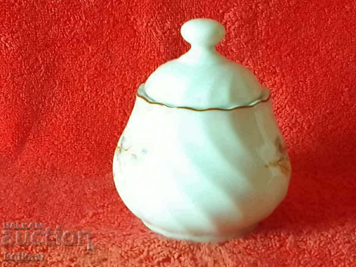Old Bulgarian Porcelain Bowl Sugar Bowl Dish Marked with price 6.50 BGN | € 3.32