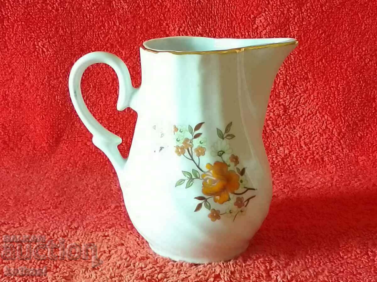 Auction Old Bulgarian porcelain Latiera vessel small jug gilding Auction Old Bulgarian porcelain Latiera vessel small jug gilding