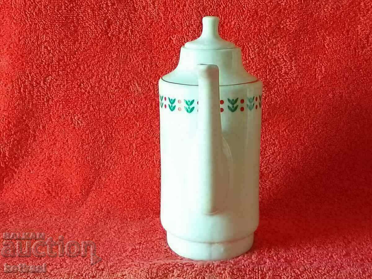 Old Bulgarian porcelain pot jug gilding marked with price 25.50 BGN | € 13.04