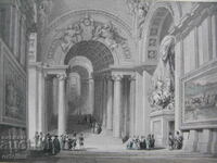 gravură secolul al XIX-lea Roma Vatican Scala Regia Giovanni Bernini