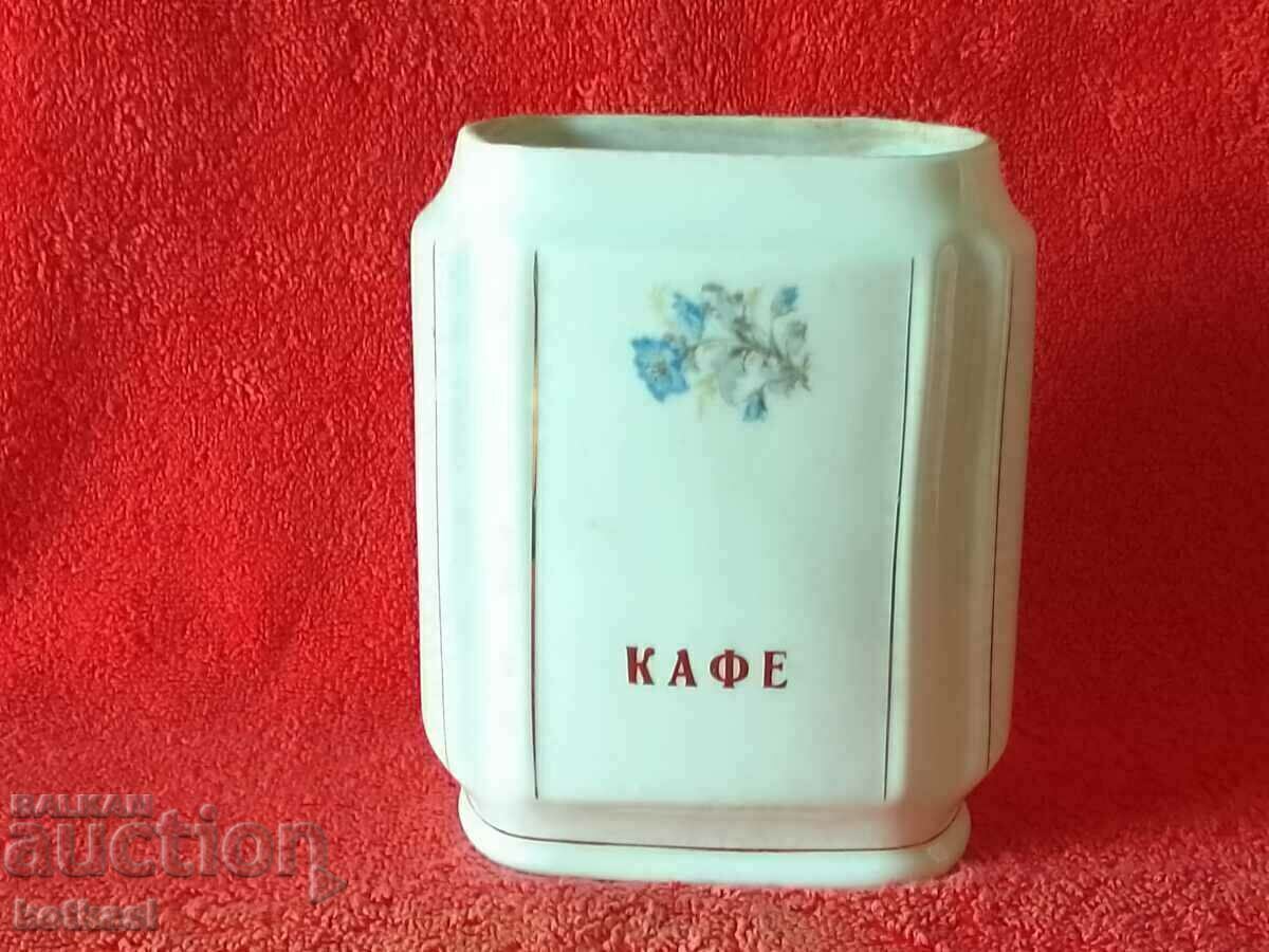 Old Bulgarian porcelain pot Coffee jar gilding Old Bulgarian porcelain pot Coffee jar gilding