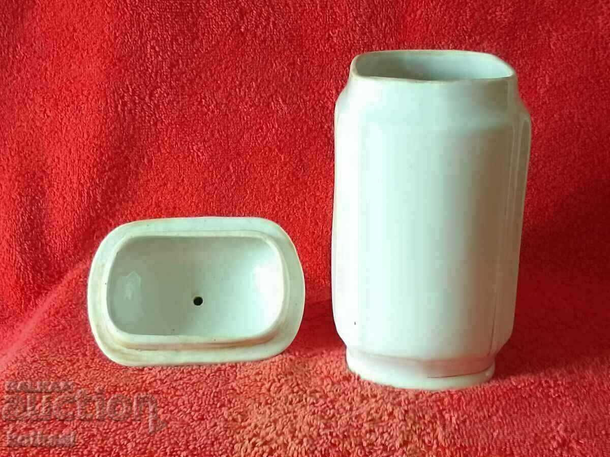 Delivery of Old Bulgarian porcelain vessel Jar for Sugar gilding Delivery of Old Bulgarian porcelain vessel Jar for Sugar gilding