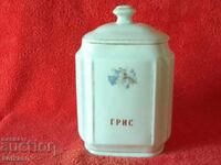Old Bulgarian porcelain vessel Jar for Gris gilding