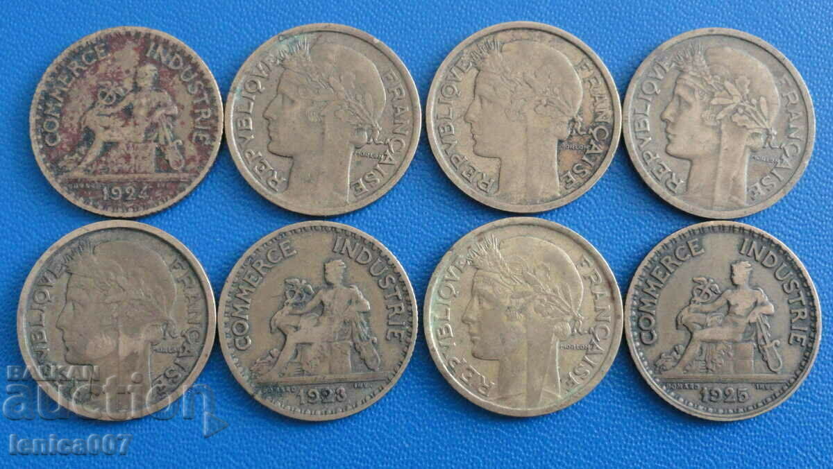 Auction France 1923-39 - 1 franc (8 pieces) Auction France 1923-39 - 1 franc (8 pieces)