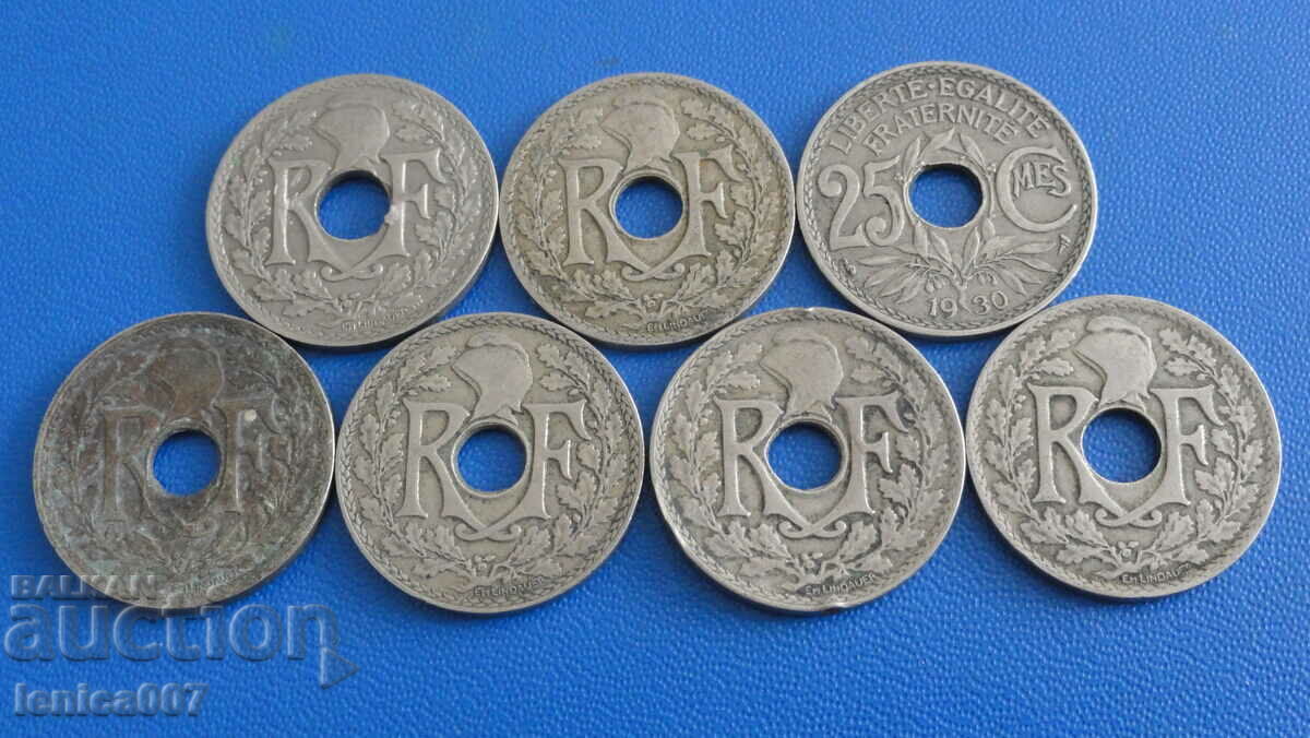 Delivery of France 1924-33 - 25 centimes (7 pieces)