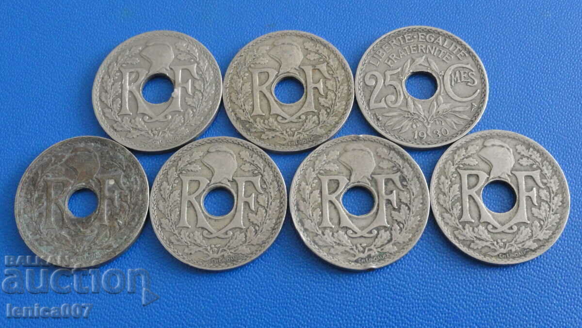 Франция 1924-33г. - 25 сантима (7 броя) - 6