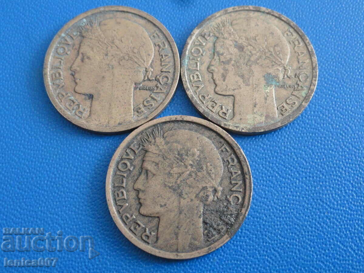 Licitație Franța 1932-39 - 1 franc (3 bucăți) Licitație Franța 1932-39 - 1 franc (3 bucăți)