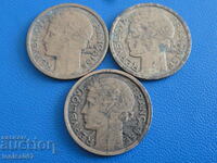 France 1932-39 - 1 franc (3 pieces)