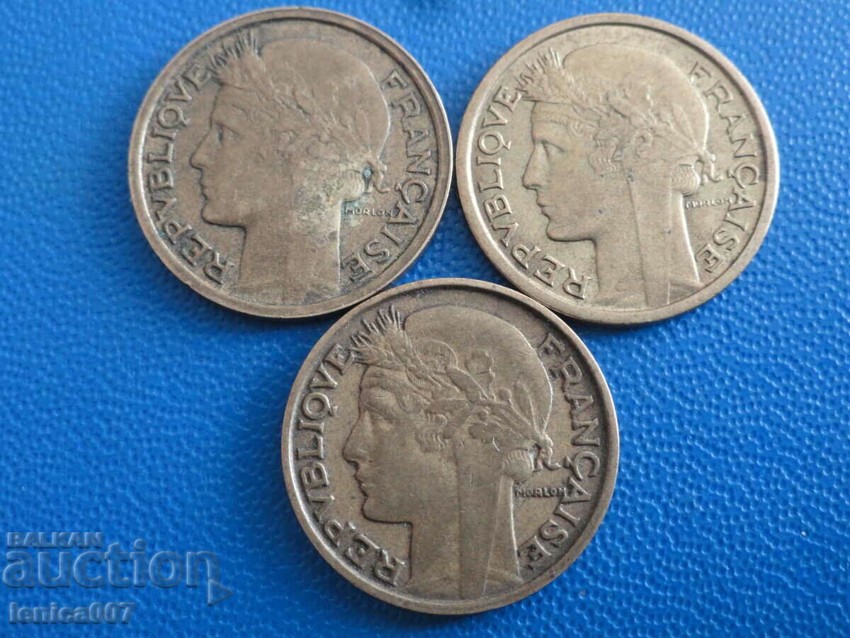 Auction France 1932-39 - 50 centimes (3 pieces) Auction France 1932-39 - 50 centimes (3 pieces)