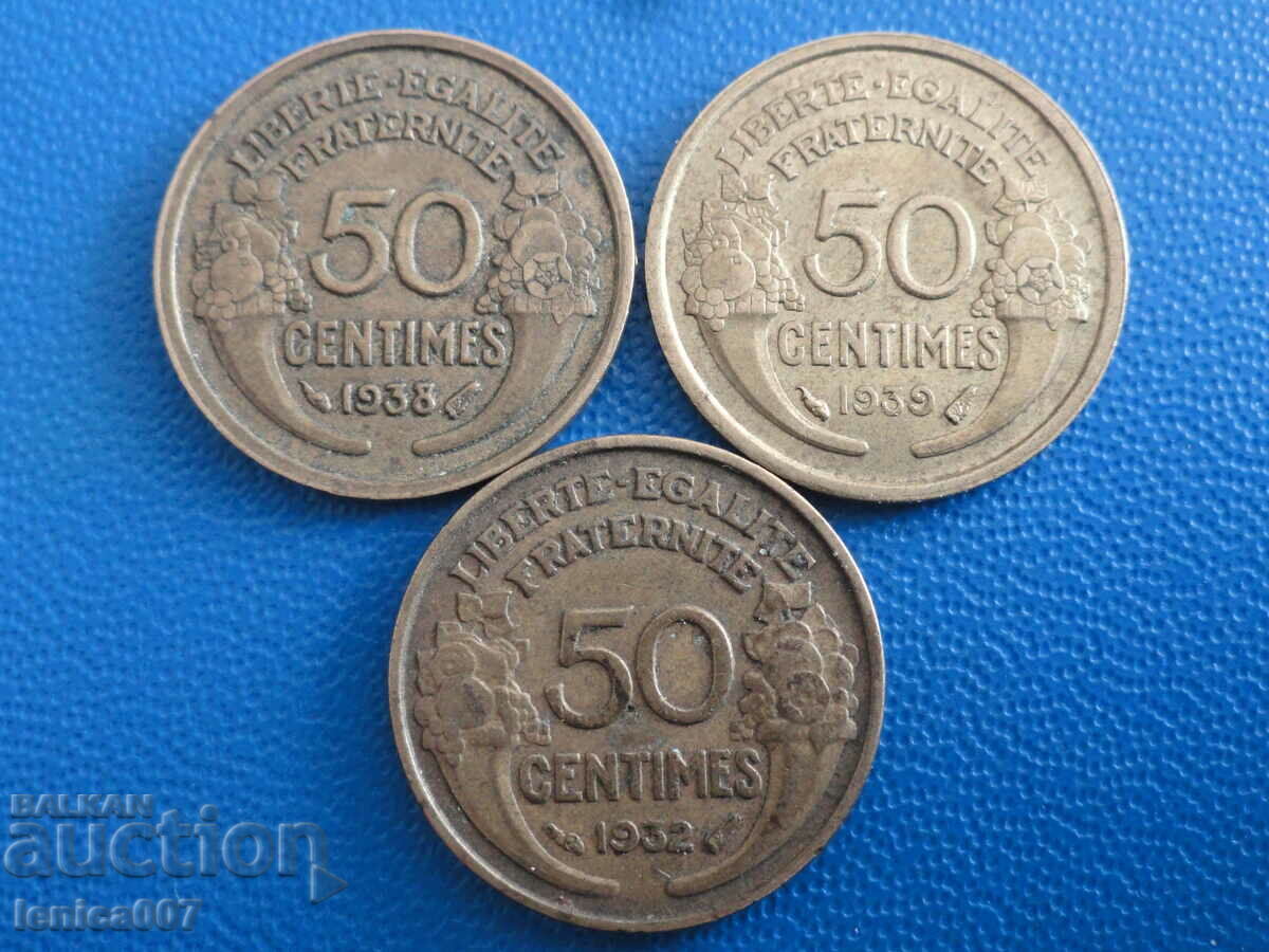 Delivery of France 1932-39 - 50 centimes (3 pieces) Delivery of France 1932-39 - 50 centimes (3 pieces)