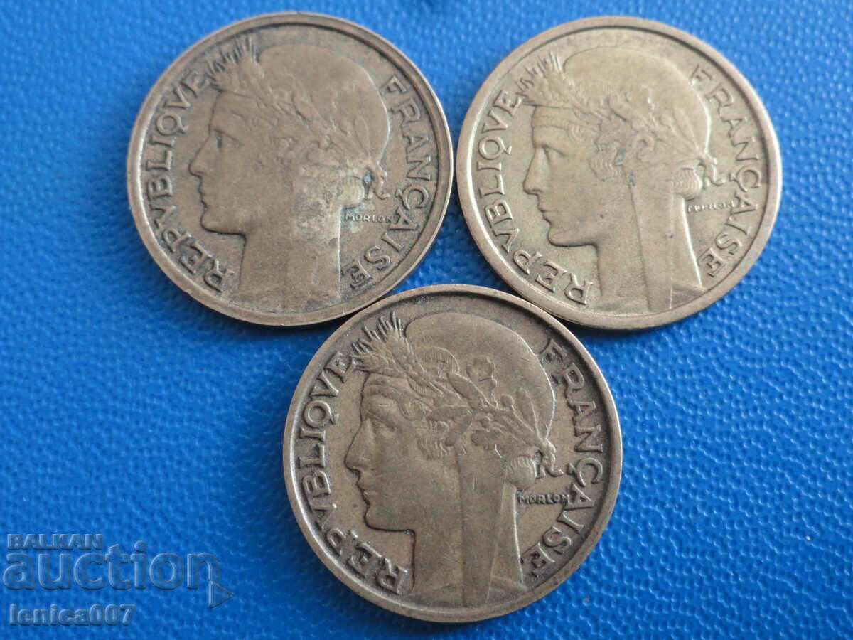 France 1932-39 - 50 centimes (3 pieces)