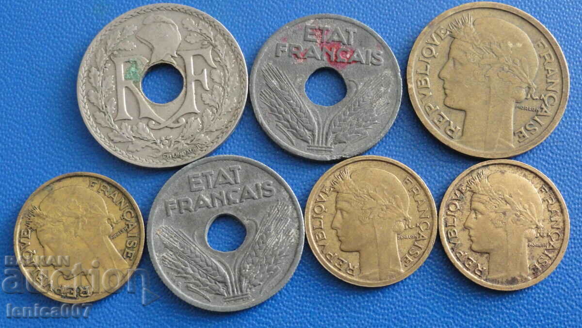 Франция 1932-42г. - Монети (7 броя)