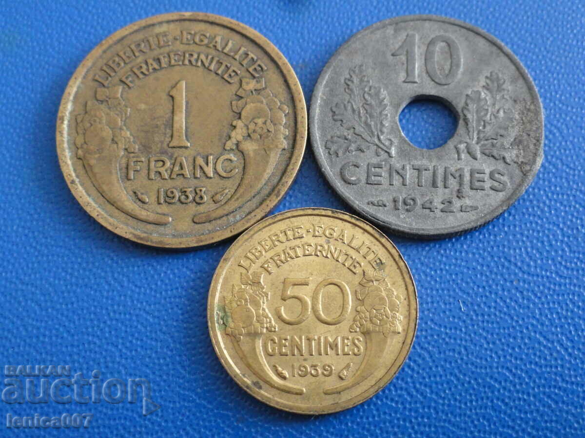 Licitație Franța 1938-42 - Monede (3 bucăți)