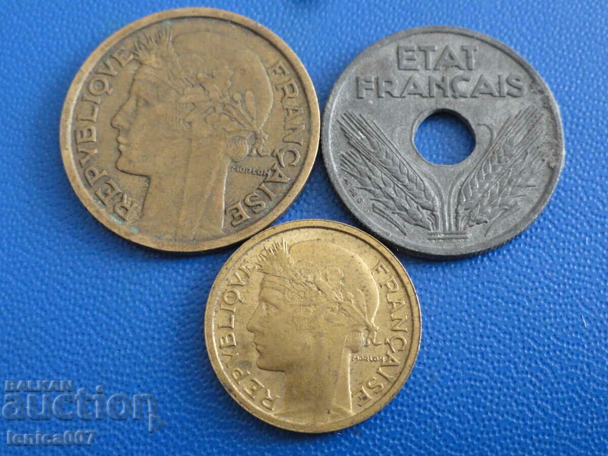 Livrarea Franța 1938-42 - Monede (3 bucăți)
