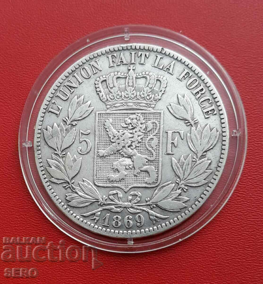 Belgium-5 francs 1869
