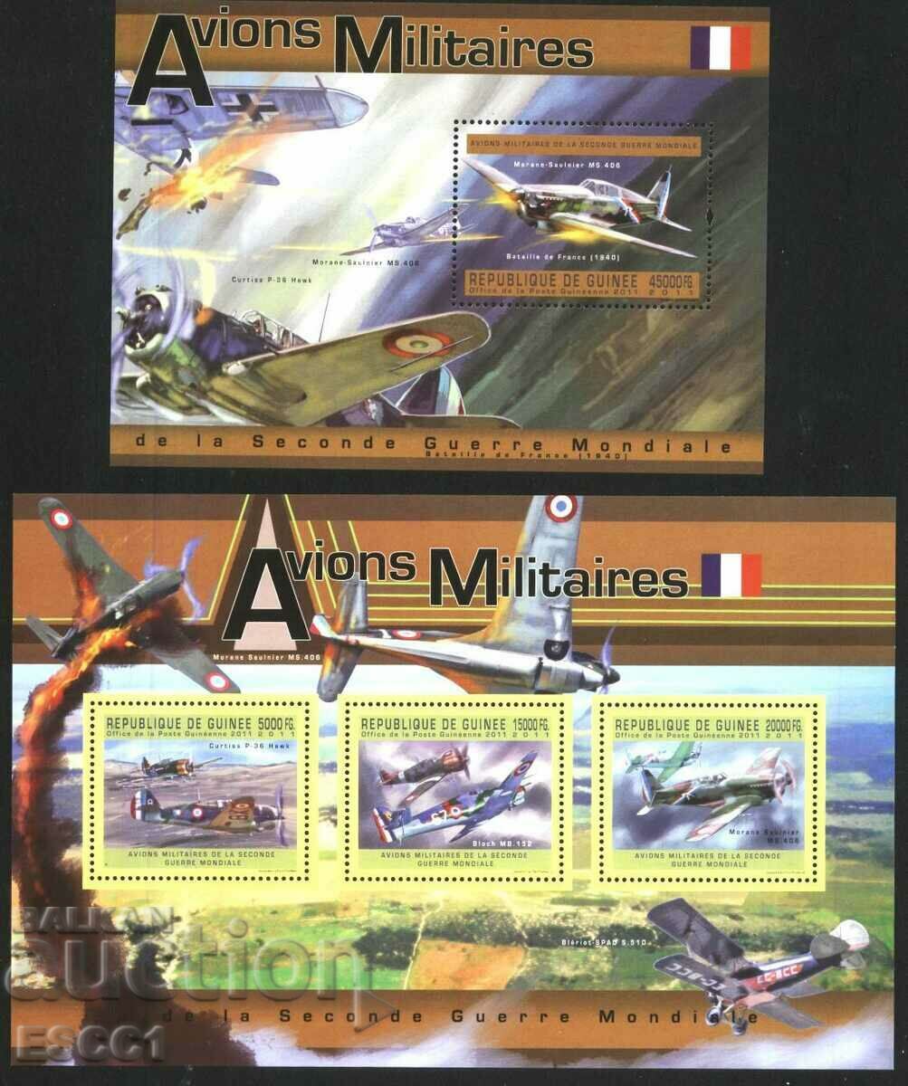 Clean stamps in small sheet and block Aviation Aircraft 2011 Guinea