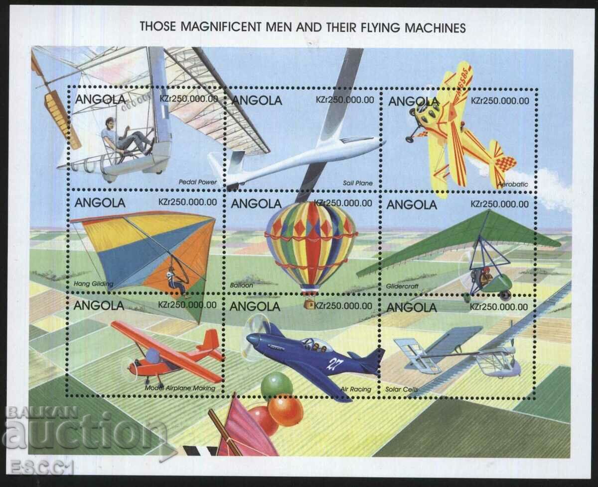 Καθαρά γραμματόσημα σε μικρό φύλλο Aviation Aircraft 1988 από την Αγκόλα