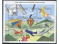 Καθαρά γραμματόσημα σε μικρό φύλλο Aviation Aircraft 1988 από την Αγκόλα