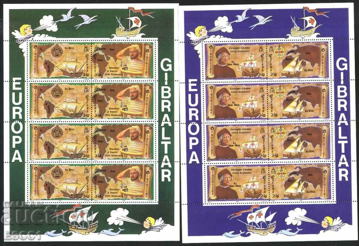 Καθαρά γραμματόσημα σε μικρά φύλλα Ευρώπη SEPT Πλοία 1992 Γιβραλτάρ
