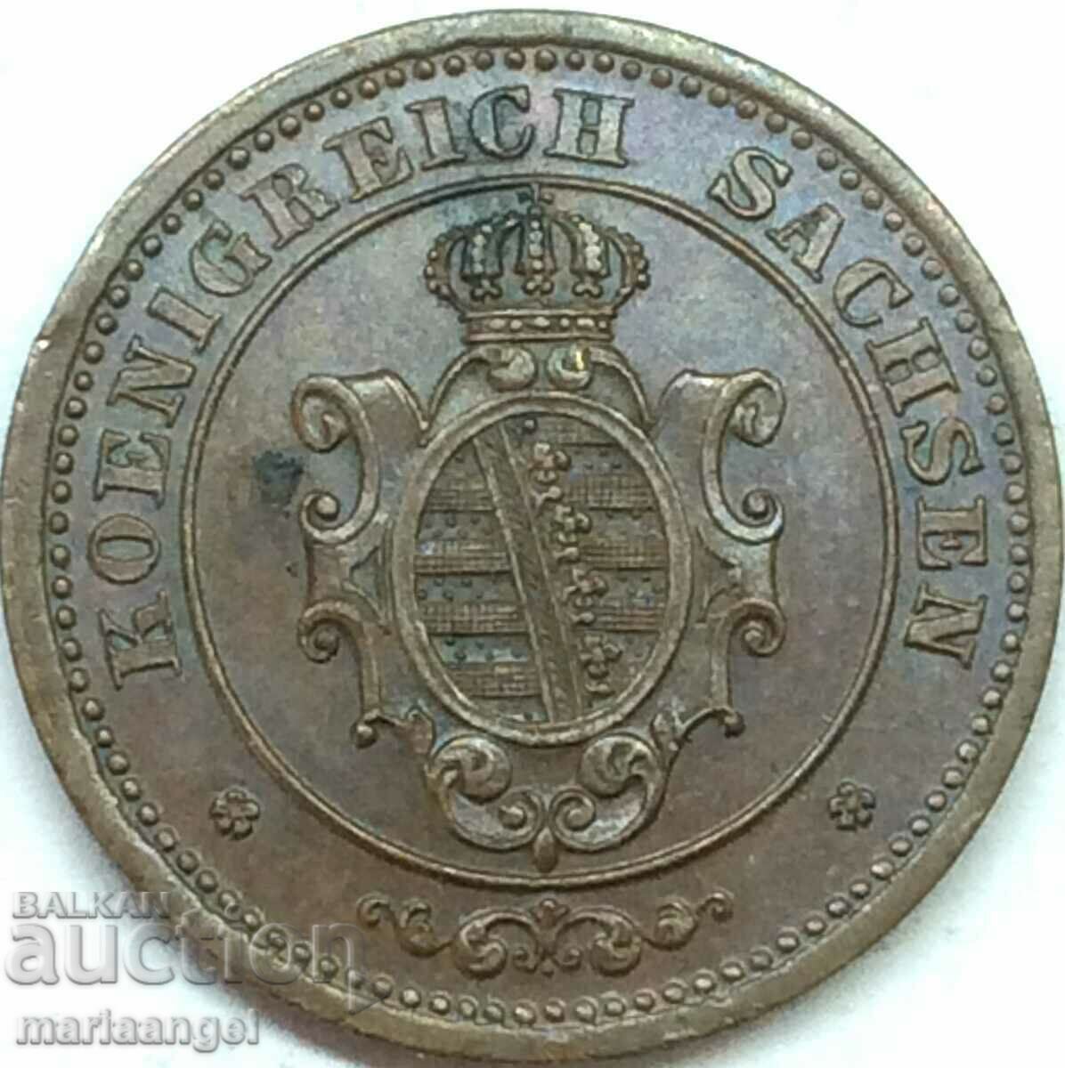 Saxony 2 Pfennig 1866 Germany - Quality!