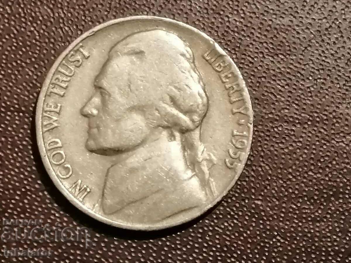1955 год 5 цента D САЩ