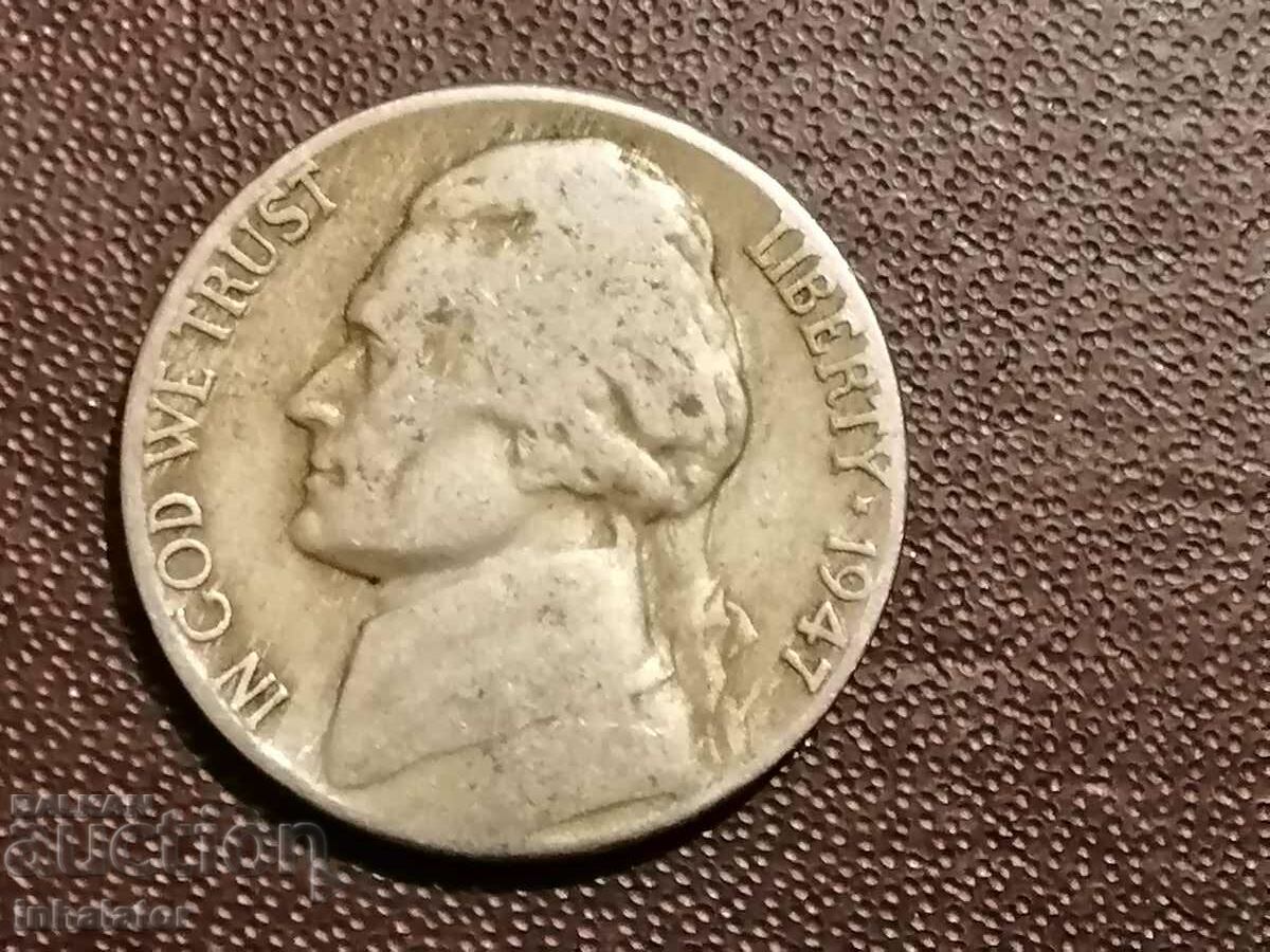 1947 5 cent D USA