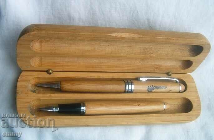 Αναμνηστικά ξύλινα, σετ δώρου στυλό - "Vodstroy 98"